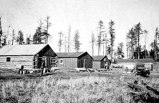 Camp number one, Campbell and Shiels, located on switch track of the Duluth and Northeastern Railroad, n.d.